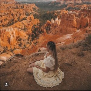 Morning Lavender Two Piece Set Yellow White Stripe top and skirt